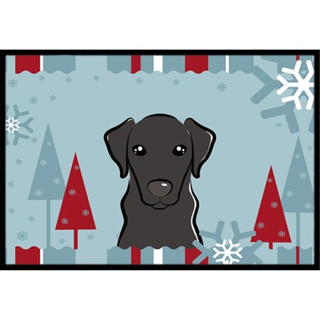 Carolines Treasures Winter Holiday Black Labrador Indoor and Outdoor Mat- 18 x 27 in. BB1731MAT